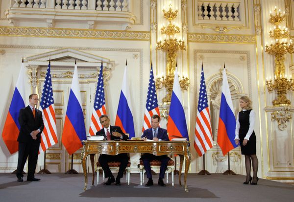 Russian President Dmitry Medvedev and his U.S. counterpart Barack Obama - Sputnik International