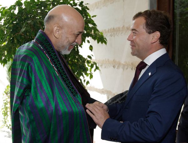 Russian President Dmitry Medvedev meets President of Afghanistan Hamid Karzai Russian President Dmitry Medvedev meets President of Afghanistan Hamid Karzai - Sputnik International
