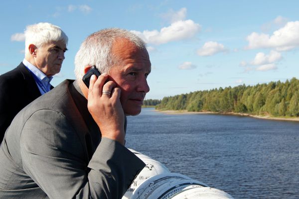 Michael Sturmer and  Alexander Rahr on the Kronstadt motor boat - Sputnik International