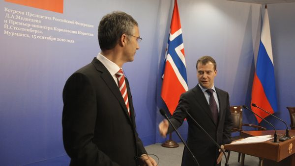 Norwegian Prime Minister Jens Stoltenberg and Russian President Dmitry Medvedev Norwegian Prime Minister Jens Stoltenberg and Russian President Dmitry Medvedev - Sputnik International