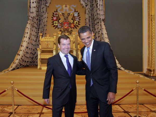 Russian President Dmitry Medvedev and his U.S. counterpart Barack Obama - Sputnik International