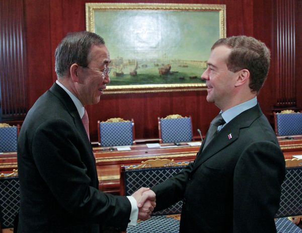 UN Secretary General Ban Ki-moon and Russian President Dmitry Medvedev UN Secretary General Ban Ki-moon and Russian President Dmitry Medvedev - Sputnik International