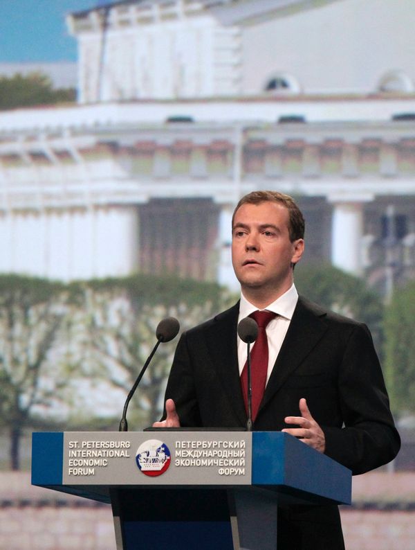 Russian President Dmitry Medvedev at the St Petersburg Economic Forum Russian President Dmitry Medvedev at the St Petersburg Economic Forum - Sputnik International