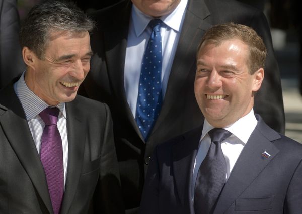 NATO Secretary-General Anders Fogh Rasmussen with Russian President Dmitry Medvedev during the NATO-Russia Council in Sochi NATO Secretary-General Anders Fogh Rasmussen with Russian President Dmitry Medvedev during the NATO-Russia Council in Sochi - Sputnik International