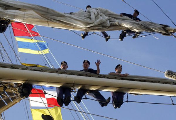 The frigate Pallada sailing the Pacific  - Sputnik International