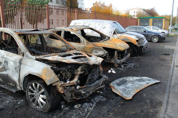 The cars, mostly foreign-made models, were destroyed in a span of six hours in various districts of Moscow. The cars, mostly foreign-made models, were destroyed in a span of six hours in various districts of Moscow. - Sputnik International