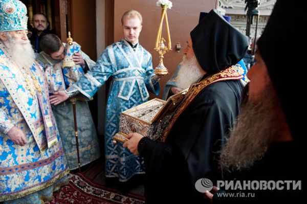 Service in celebration of the first-ever arrival of the Belt of the Mother of God in Russia - Sputnik International