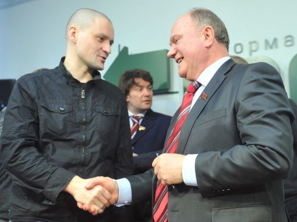 Left Front leader Sergei Udaltsov and Communist Party head Gennady Zyuganov’s - Sputnik International