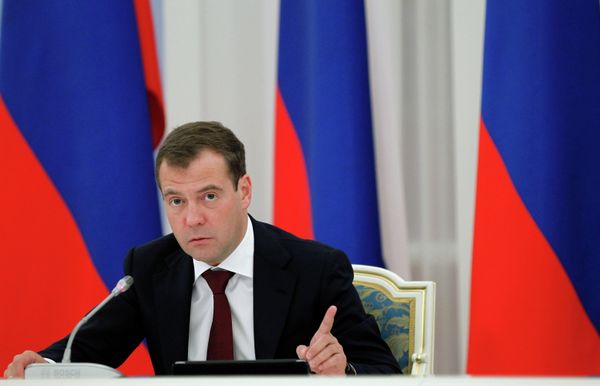Russia's Prime Minister Dmitry Medvedev during governamental meeting, - Sputnik International