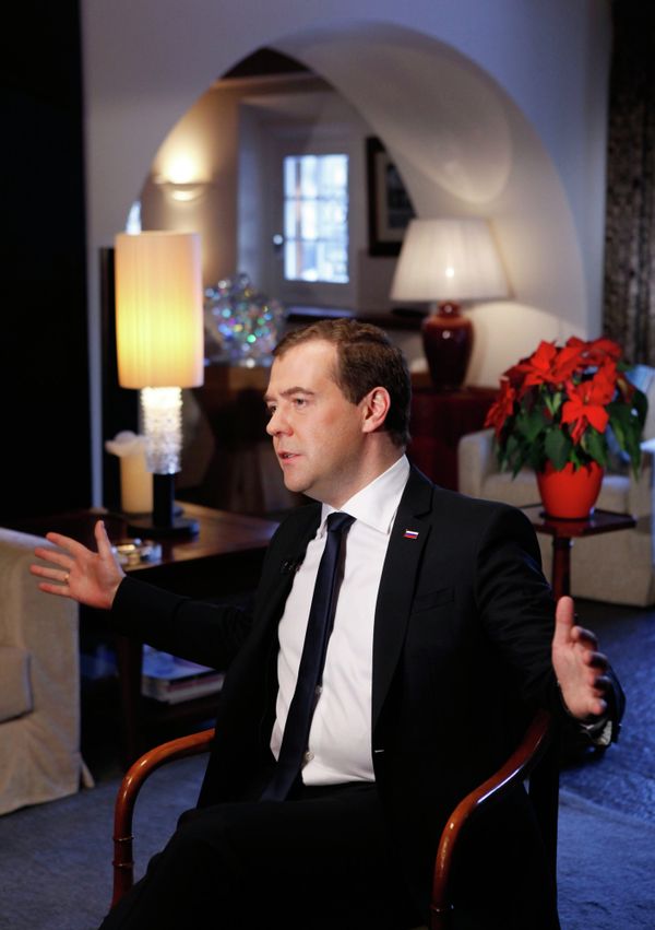 Russian Prime Minister Dmitry Medvedev gives an interview to CNN in Davos on January 23, 2013 - Sputnik International