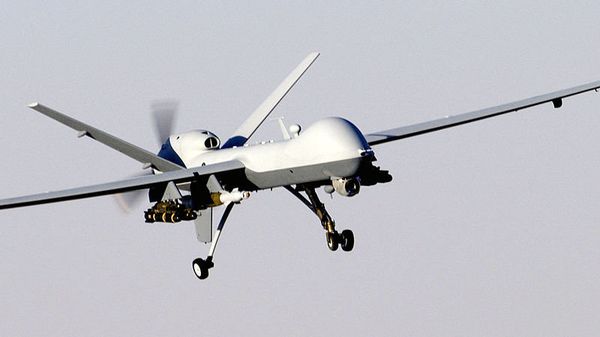 US MQ-9 Reaper drone in flight US MQ-9 Reaper drone in flight - Sputnik International