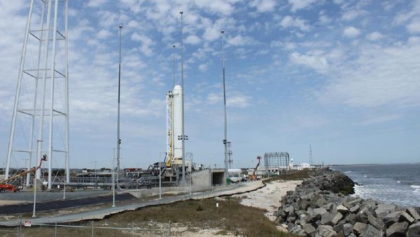 The company will continue the resupply contract with NASA even while the investigation into the crash is still underway, according to a press release.  Above: The first stage of Orbital Sciences Corporation’s Antares rocket stands in launch position during pathfinder operations at NASA’s Wallops Flight Facility and the Mid-Atlantic Regional Spaceport. - Sputnik International