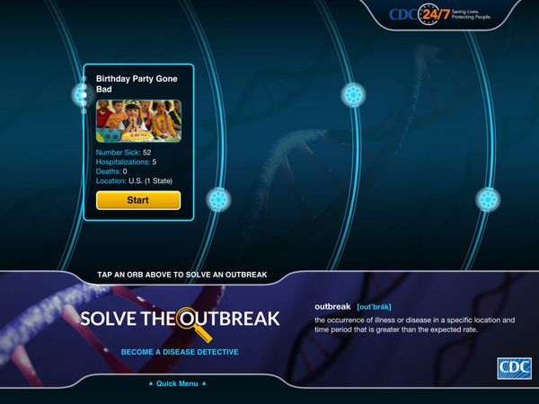 Play disease detective in the new “Solve the Outbreak” app and help contain disease outbreak scenarios like this one, involving a group of sick children at a birthday party. - Sputnik International