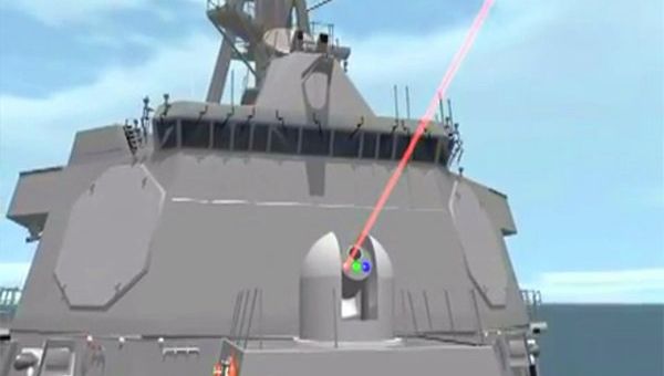 Animation from a US Navy video showing how the new ship-mounted laser cannon would work. - Sputnik International