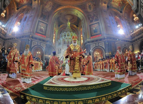 Easter Service in Moscow's Christ the Savior Cathedral Easter Service in Moscow's Christ the Savior Cathedral - Sputnik International