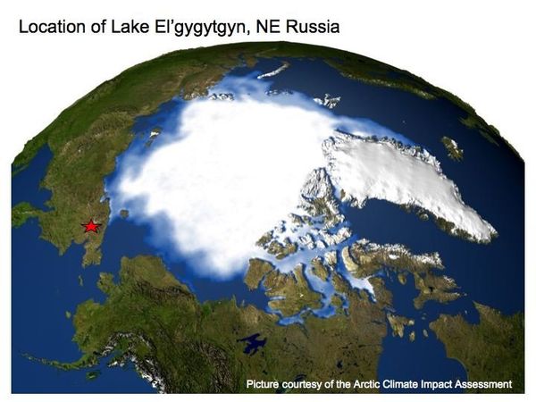 A map showing Lake El’gygytgyn’s location, 60 miles (96 kilometers) north of the Arctic Circle.  - Sputnik International