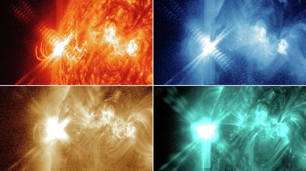 The largest of the recent solar flares, shown in different wavelengths. Scientists analyze solar flare wavelengths to try to understand what causes solar flares.  - Sputnik International