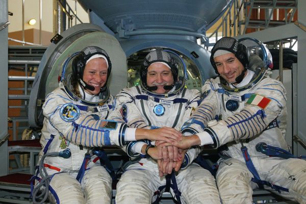 Karen Nyberg, Fyodor Yurchikhin and Luca Parmitano - Sputnik International