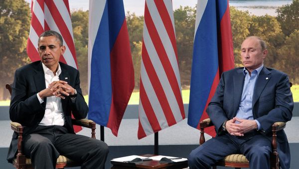 US President Barack Obama meets with Russian President Vladimir Putin during the G8 Summit at Lough Erne in Enniskillen, Northern Ireland, June 17, 2013 US President Barack Obama meets with Russian President Vladimir Putin during the G8 Summit at Lough Erne in Enniskillen, Northern Ireland, June 17, 2013 - Sputnik International