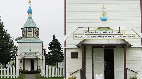 A split image of the Holy Assumption of the Virgin Mary Russian Orthodox Church, located in Kenai, Alaska - Sputnik International