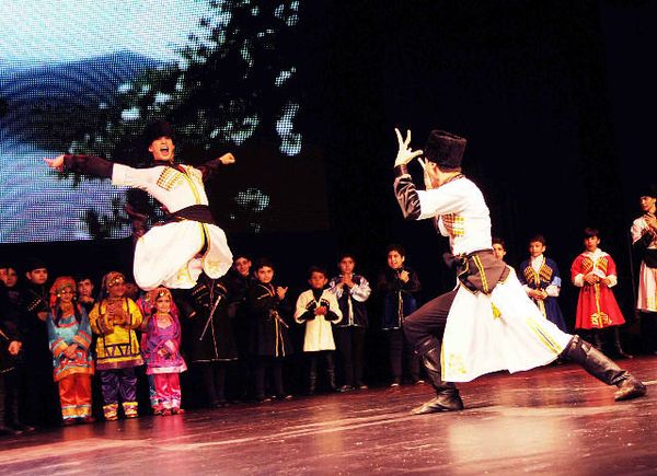 LezginkaNYC dancers wore full costumes when they performed at the Tribeca Theater in Manhattan in 2011. - Sputnik International