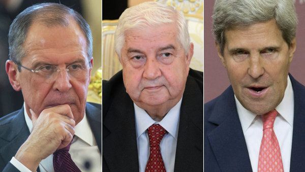 Russian Foreign Minister Sergei Lavrov, Syrian Foreign Minister Walid Muallem, US Secretary of State John Kerry - Sputnik International