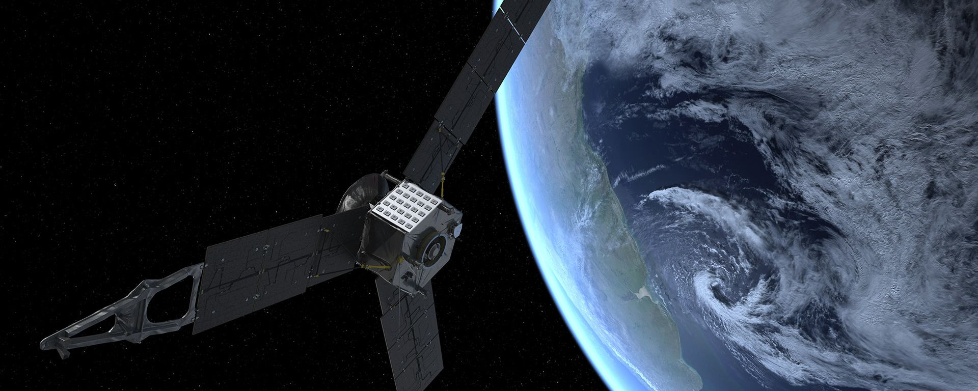 An artist’s rendition shows NASA’s Juno spacecraft as it picks up a gravity-assisted speed boost that will slingshot it into space, toward Jupiter. An artist’s rendition shows NASA’s Juno spacecraft as it picks up a gravity-assisted speed boost that will slingshot it into space, toward Jupiter. - Sputnik International, 1920, 24.01.2021