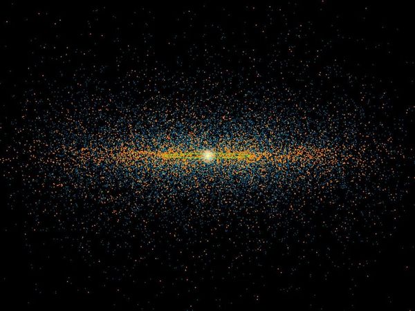 The population of near-Earth objects (blue dots) and potentially dangerous (orange) asteroids, according to WISE. - Sputnik International