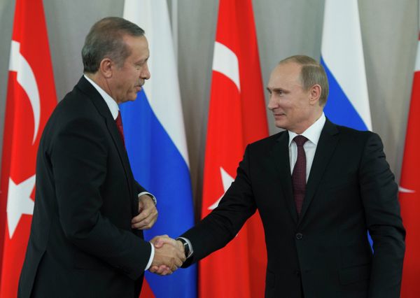 Recep Tayyip Erdogan and Vladimir Putin during their meeting in St. Petersburg - Sputnik International