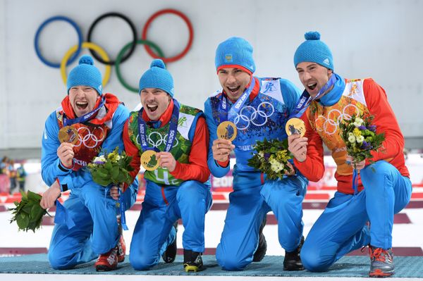Alexey Volkov, Evgeny Ustyugov, Dmitry Malyshko and Anton Shipulin - Sputnik International