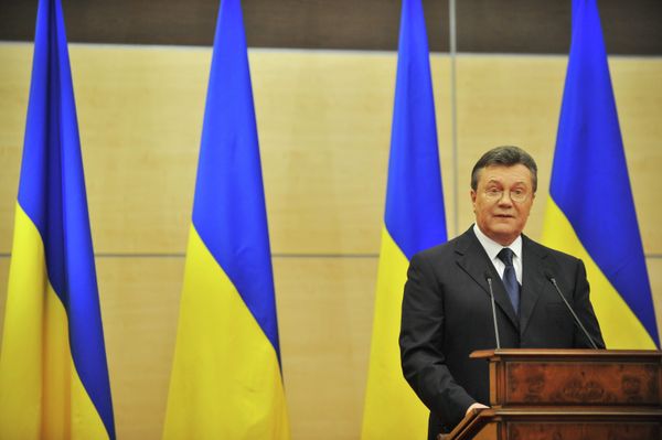 Ousted Ukrainian President Viktor Yanukovych gives speech at press-conference in Rostov-on-Don - Sputnik International