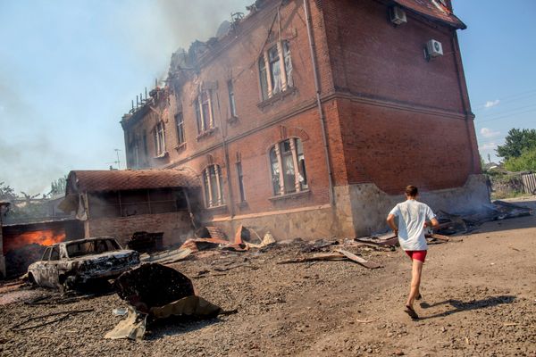 Consequences of a massive artillery attack on Slavyansk - Sputnik International