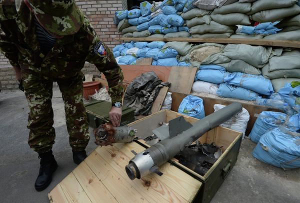 The fragments of cluster ammunition used by Ukrainian Military Forces during shelling of the town of Horlivka in Donetsk Region - Sputnik International