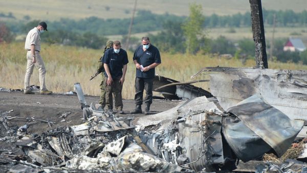 OSCE monitors and experts from Australia working at the MH17 plane crash site in eastern Ukraine. OSCE monitors and experts from Australia working at the MH17 plane crash site in eastern Ukraine. - Sputnik International