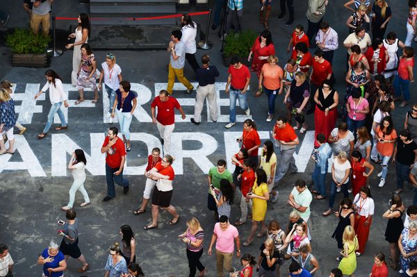 Flashmob to support Rossiya Segodnya photographer Andrei Stenin near the agency headquarter. - Sputnik International