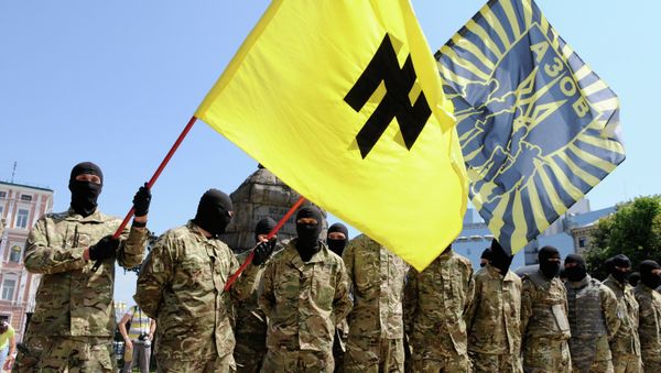 Azov battalion soldiers take oath in Kiev before being sent to Donbass Azov battalion soldiers take oath in Kiev before being sent to Donbass - Sputnik International