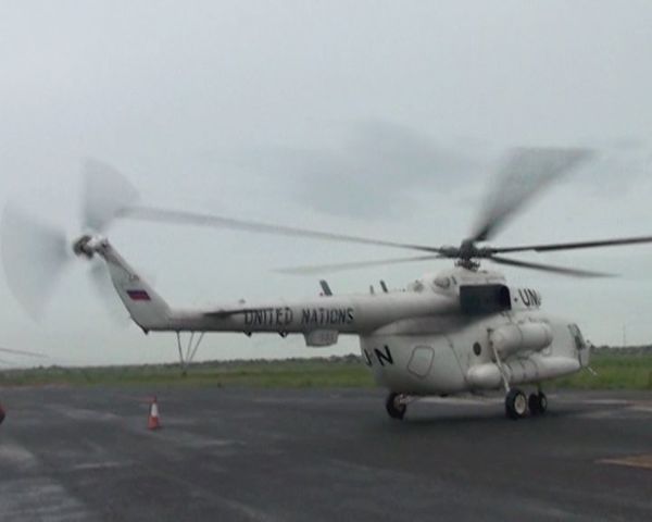 Russian peacekeepers' helicopter on a mission in Sudan - Sputnik International