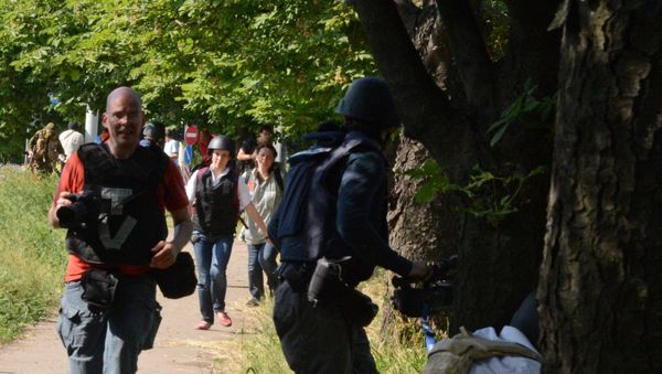 Group of Journalists Covering Events in East Ukraine. Group of Journalists Covering Events in East Ukraine. - Sputnik International
